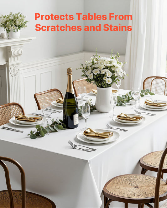 White Rectangular Tablecloth Set, 6 Pack - 60x102 Inches, Reusable, Machine Washable, Wrinkle-Resistant Polyester for Weddings, Parties, Banquets