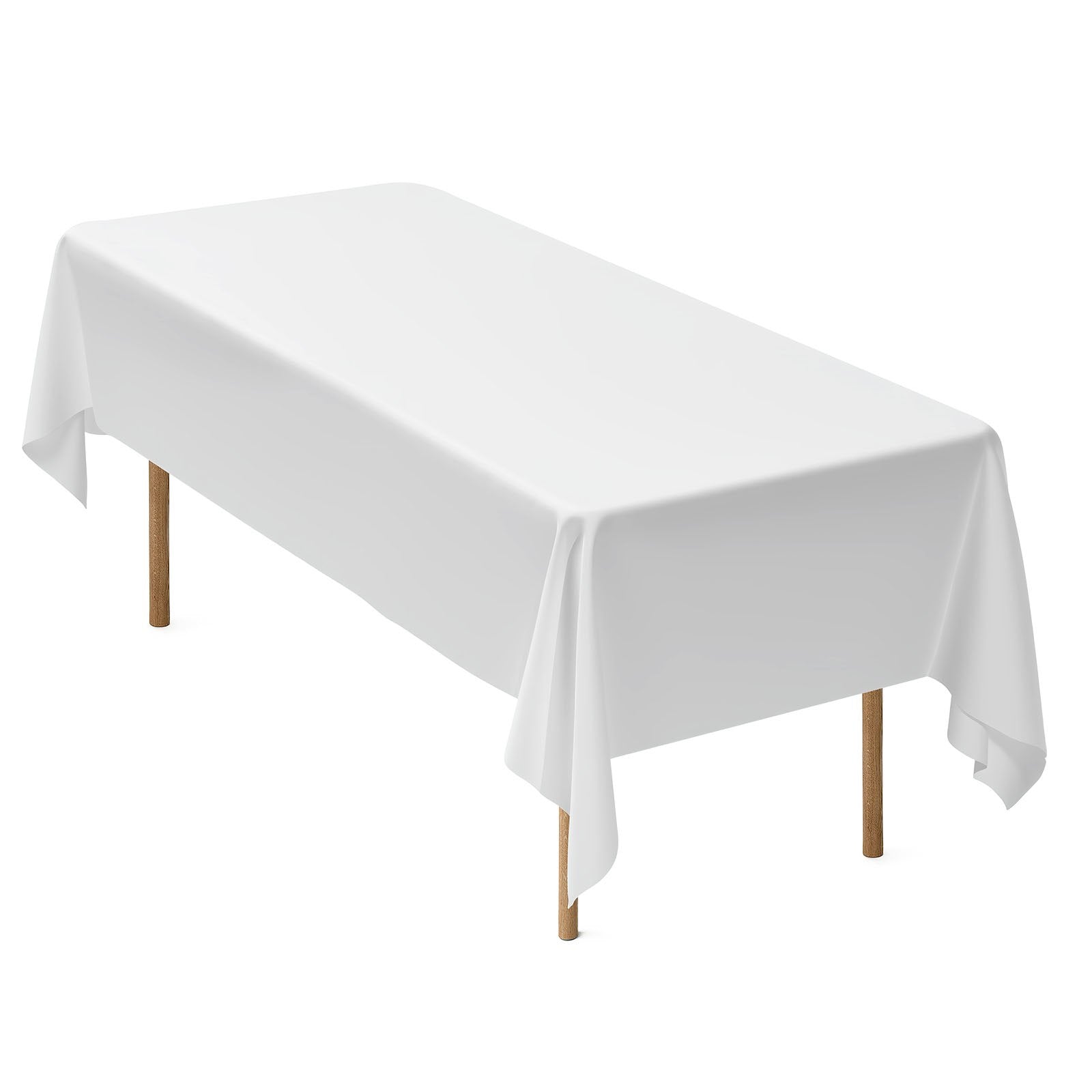 White Rectangular Tablecloth Set, 6 Pack - 60x102 Inches, Reusable, Machine Washable, Wrinkle-Resistant Polyester for Weddings, Parties, Banquets