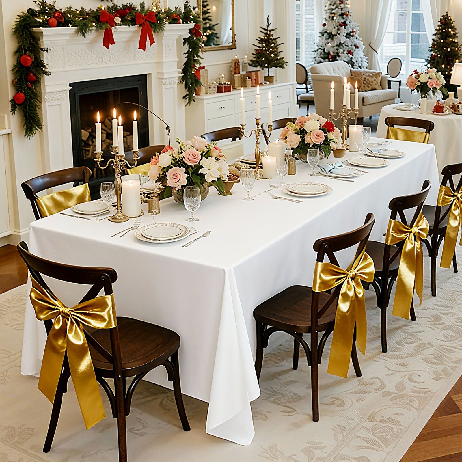 10 Pack White Rectangle Tablecloths 70x120 Inches - Reusable, Machine Washable, Wrinkle-Resistant Polyester for Weddings, Parties, Banquets