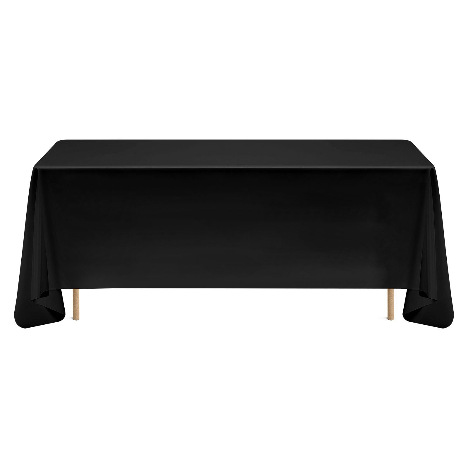 Elegant Black Rectangle Tablecloth Set of 6, 70x120 Inches – Reusable, Machine Washable, Wrinkle-Resistant Polyester for Weddings, Parties, Banquets
