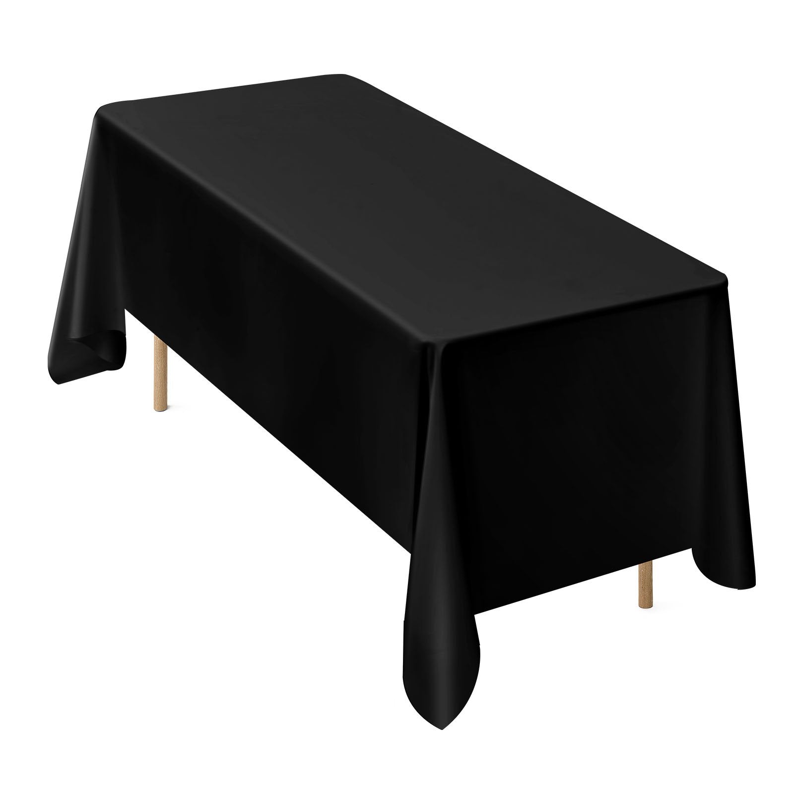 Elegant Black Rectangle Tablecloth Set of 6, 70x120 Inches – Reusable, Machine Washable, Wrinkle-Resistant Polyester for Weddings, Parties, Banquets