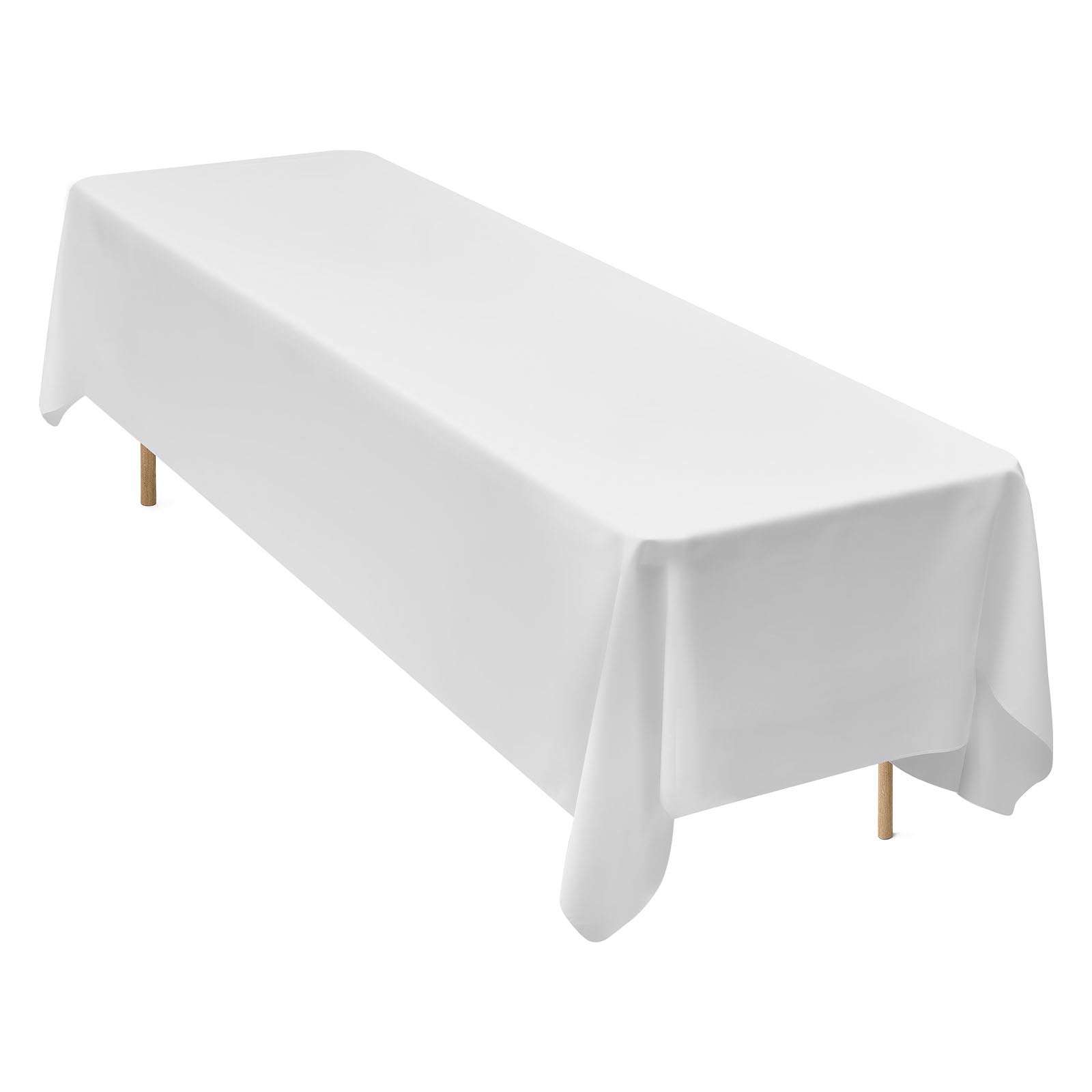 White Rectangle Tablecloths 6 Pack - 90x132 Inch Reusable, Wrinkle-Resistant Polyester for Weddings, Parties, Banquets, Easy Care & Machine Washable