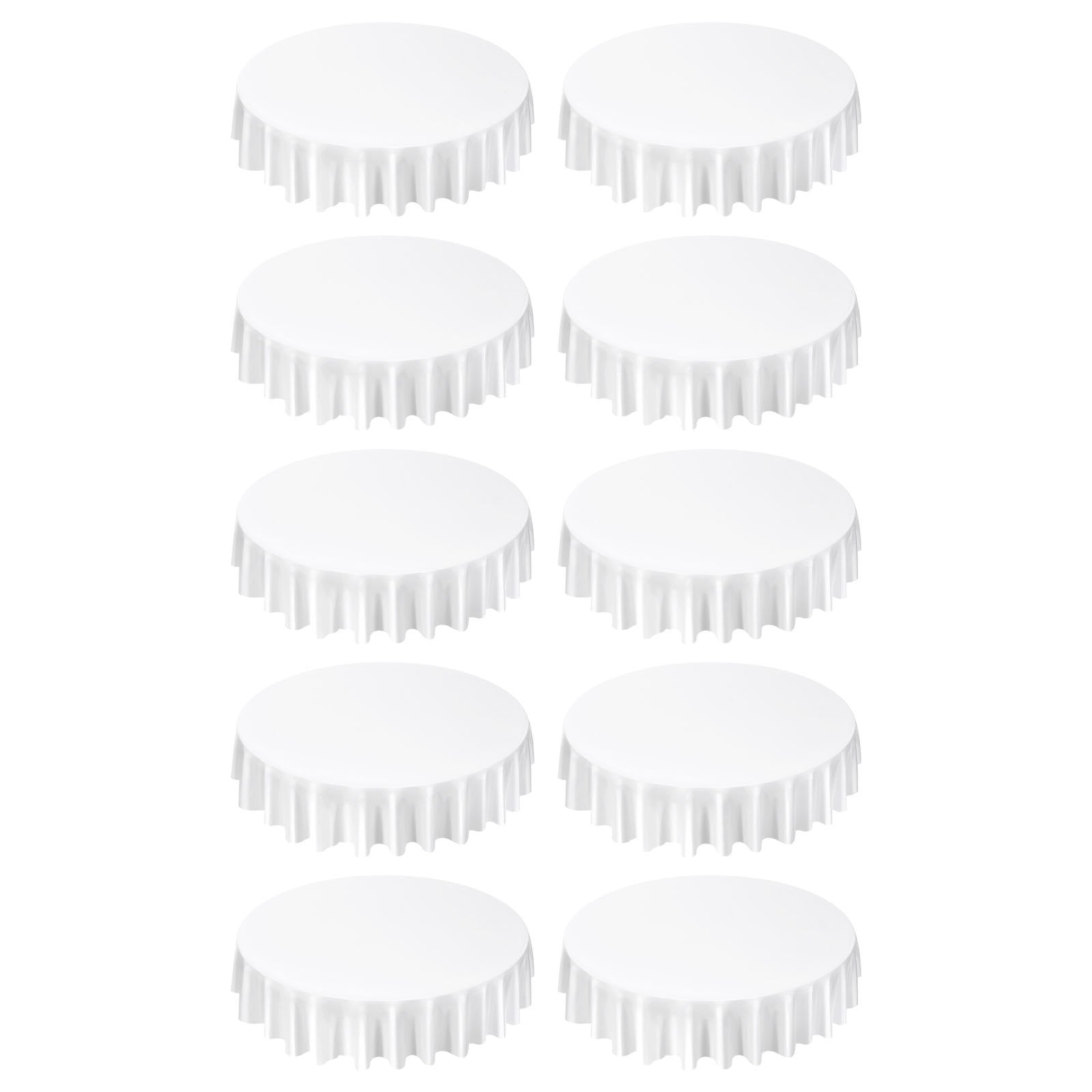 White Round Tablecloths 10 Pack - 90 Inch, Stain & Wrinkle Resistant, Machine Washable, Polyester Covers for Weddings, Parties, Banquets
