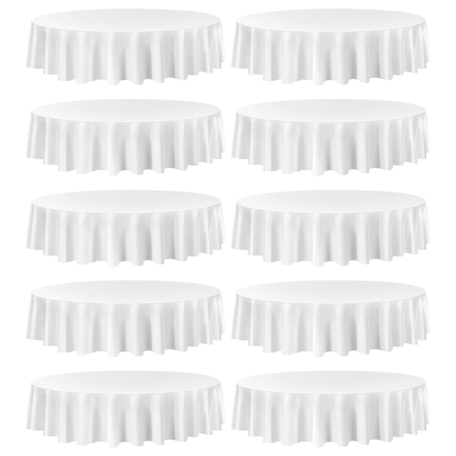 White Round Tablecloths 10 Pack - 90 Inch, Stain & Wrinkle Resistant, Machine Washable, Polyester Covers for Weddings, Parties, Banquets