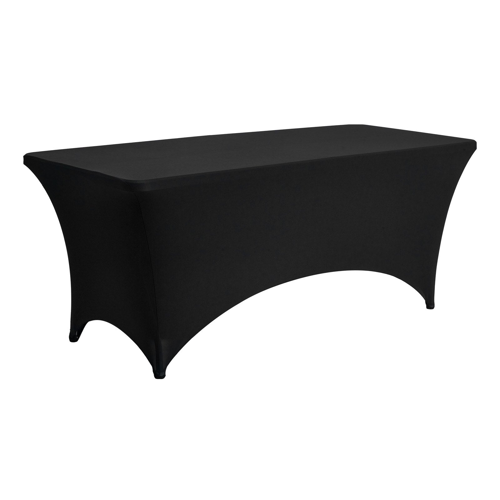 10 Pack Black 6FT Rectangular Stretch Tablecloths - Wrinkle-Resistant, Washable Spandex Covers for Events, Party, Wedding, Banquet, Festival