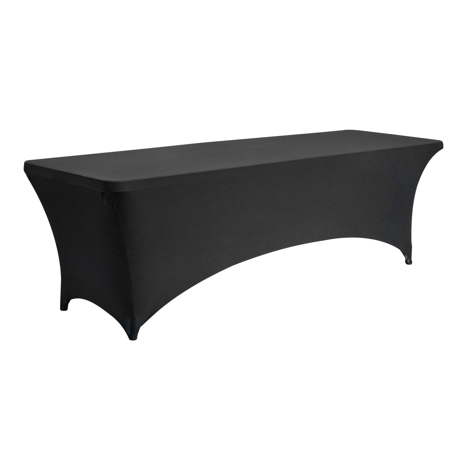 6 Pack 8FT Rectangular Fitted Tablecloths, Wrinkle-Resistant Black Spandex Covers for Weddings, Parties, Banquets, and Events