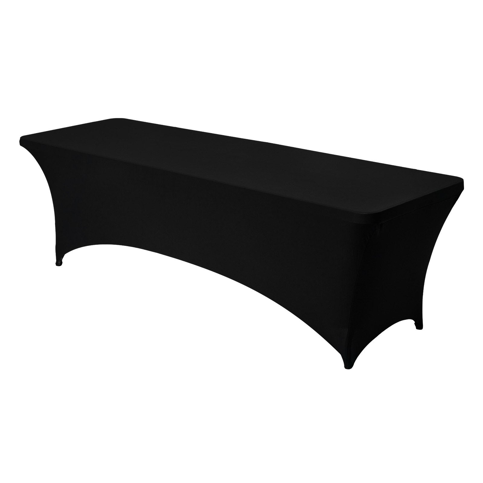 6 Pack 8FT Rectangular Fitted Tablecloths, Wrinkle-Resistant Black Spandex Covers for Weddings, Parties, Banquets, and Events
