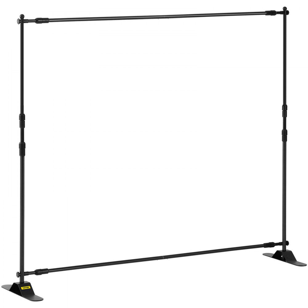 VEVOR 8×8feet Banner Stand Adjustable Display Backdrop Lightweight Portable Trade Show Wall for Photography(8' Banner Stand), Black