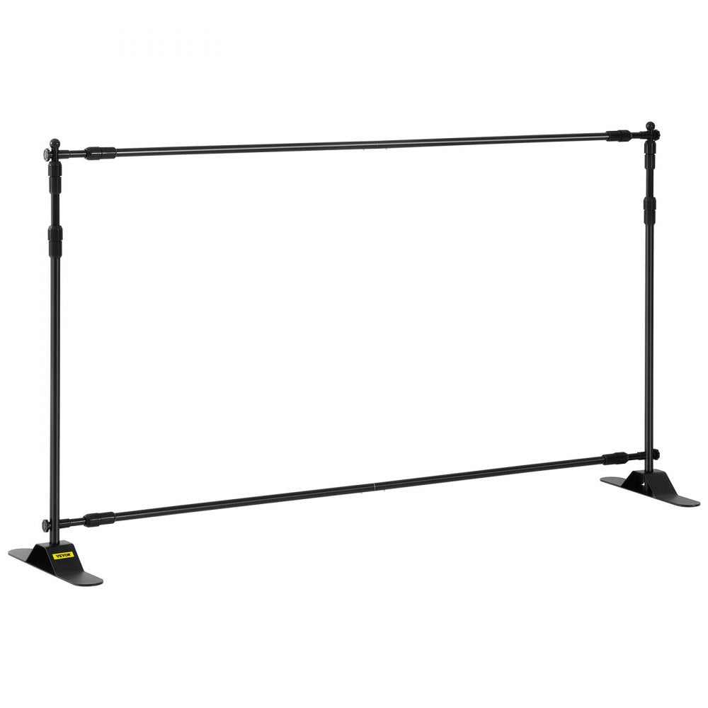 VEVOR 8×8feet Banner Stand Adjustable Display Backdrop Lightweight Portable Trade Show Wall for Photography(8' Banner Stand), Black
