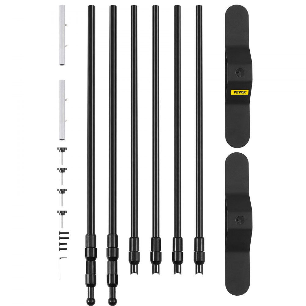 VEVOR 8×8feet Banner Stand Adjustable Display Backdrop Lightweight Portable Trade Show Wall for Photography(8' Banner Stand), Black