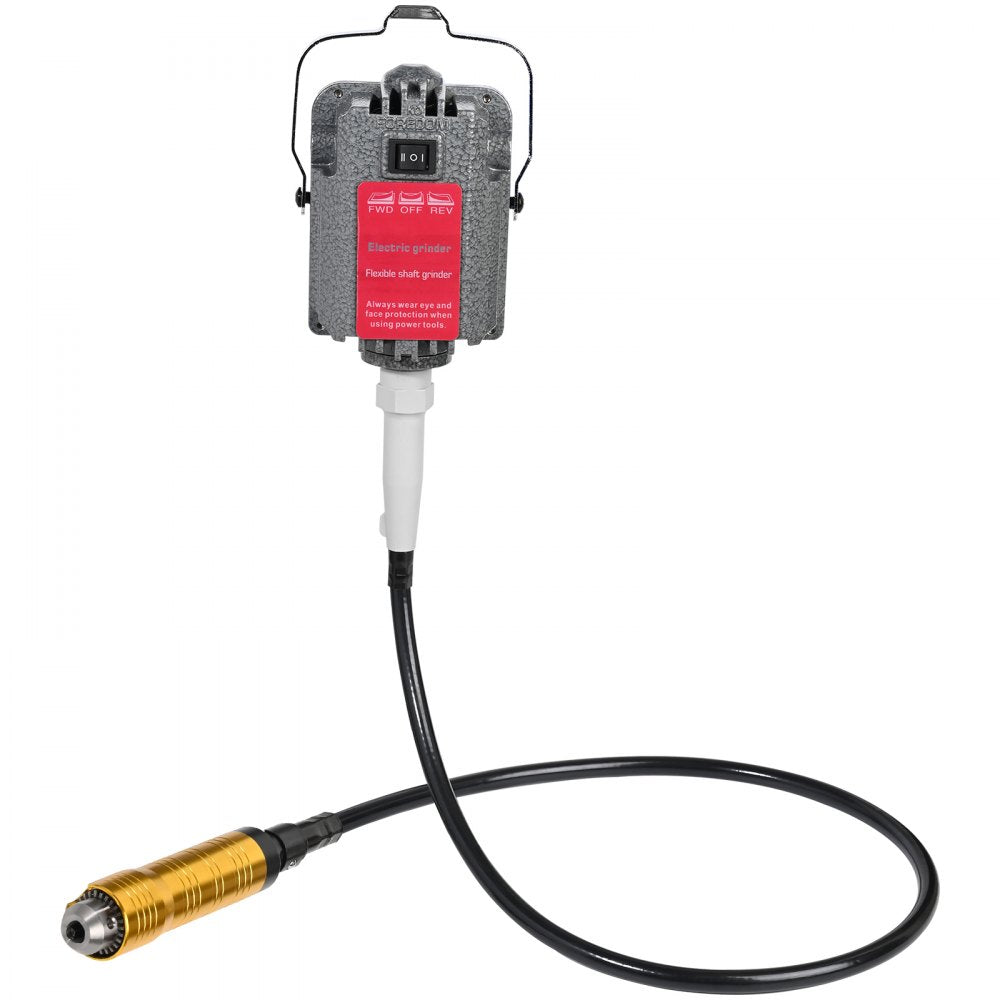 VEVOR S-R Hanging Flex Shaft Grinder 230W Rotary Tool with Stepless Speed Foot Pedal Rotary Carver 0-180000rmp for Carving, Buffing,Drilling,Polishing (6mm flexshaft), Grey