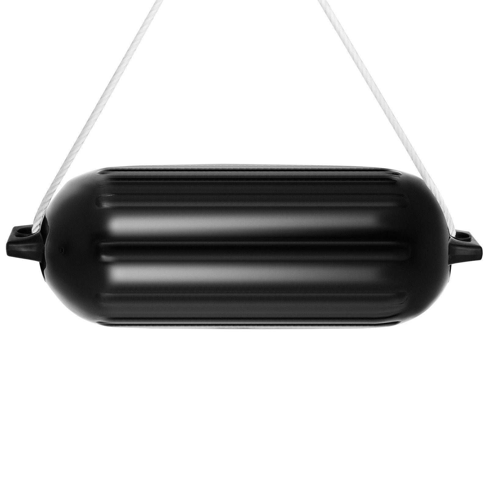Durable Black Boat Fenders 8" x 27" - Heavy-Duty Ribbed PVC Bumper for Dock Protection, Easy Inflation & Installation