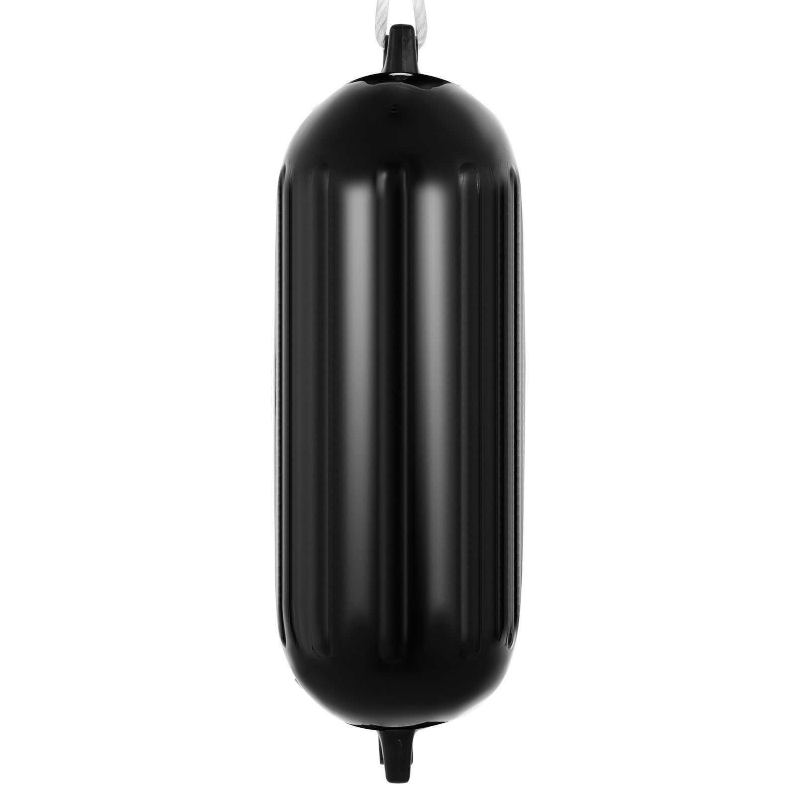 Durable Black Boat Fenders 8" x 27" - Heavy-Duty Ribbed PVC Bumper for Dock Protection, Easy Inflation & Installation