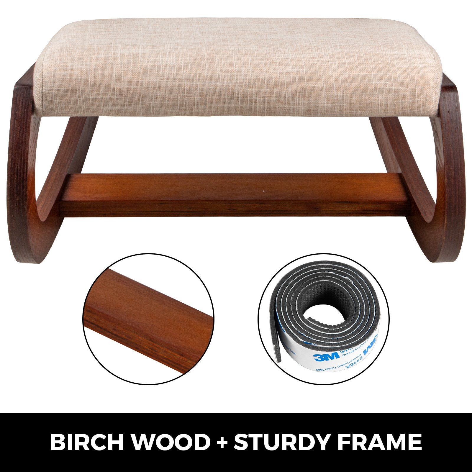 Ergonomic Rocking Kneeling Chair for Better Posture - Heavy Duty Birch Wood Stool with 330lbs Load Capacity and Cushioned Support for Office Comfort