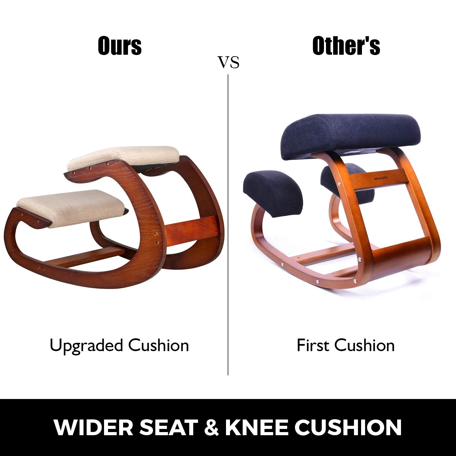 Ergonomic Rocking Kneeling Chair for Better Posture - Heavy Duty Birch Wood Stool with 330lbs Load Capacity and Cushioned Support for Office Comfort