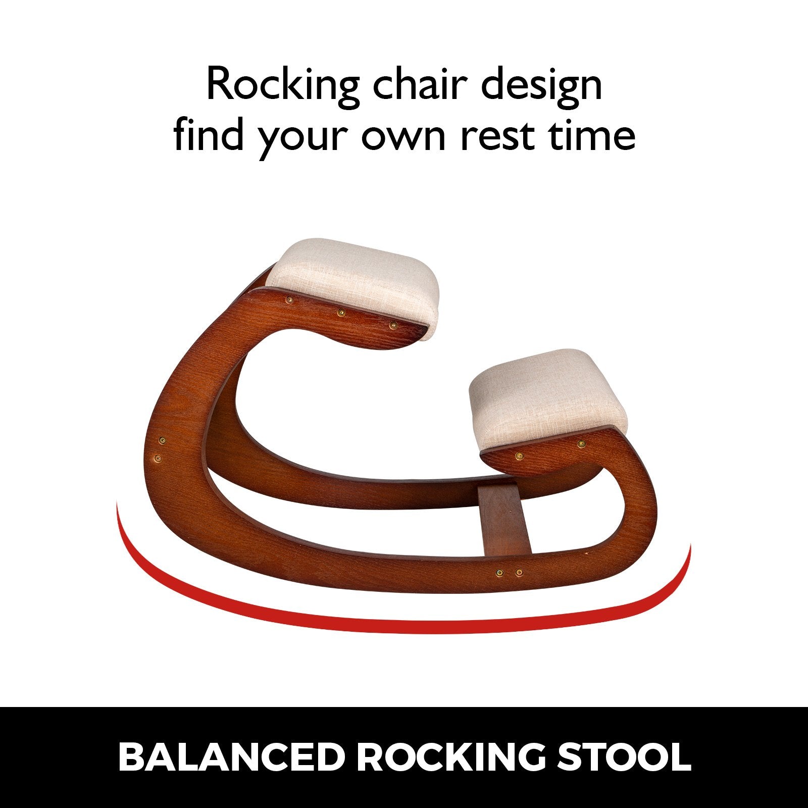 Ergonomic Rocking Kneeling Chair for Better Posture - Heavy Duty Birch Wood Stool with 330lbs Load Capacity and Cushioned Support for Office Comfort