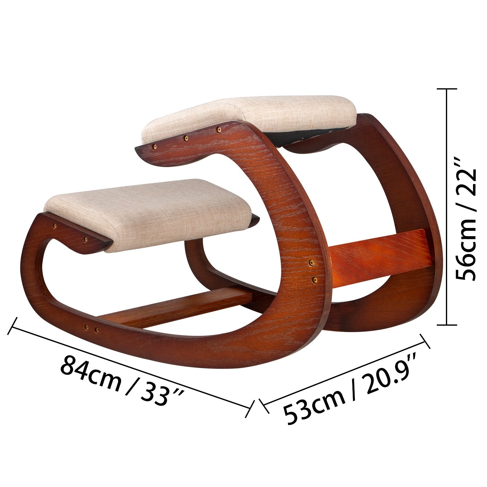 Ergonomic Rocking Kneeling Chair for Better Posture - Heavy Duty Birch Wood Stool with 330lbs Load Capacity and Cushioned Support for Office Comfort