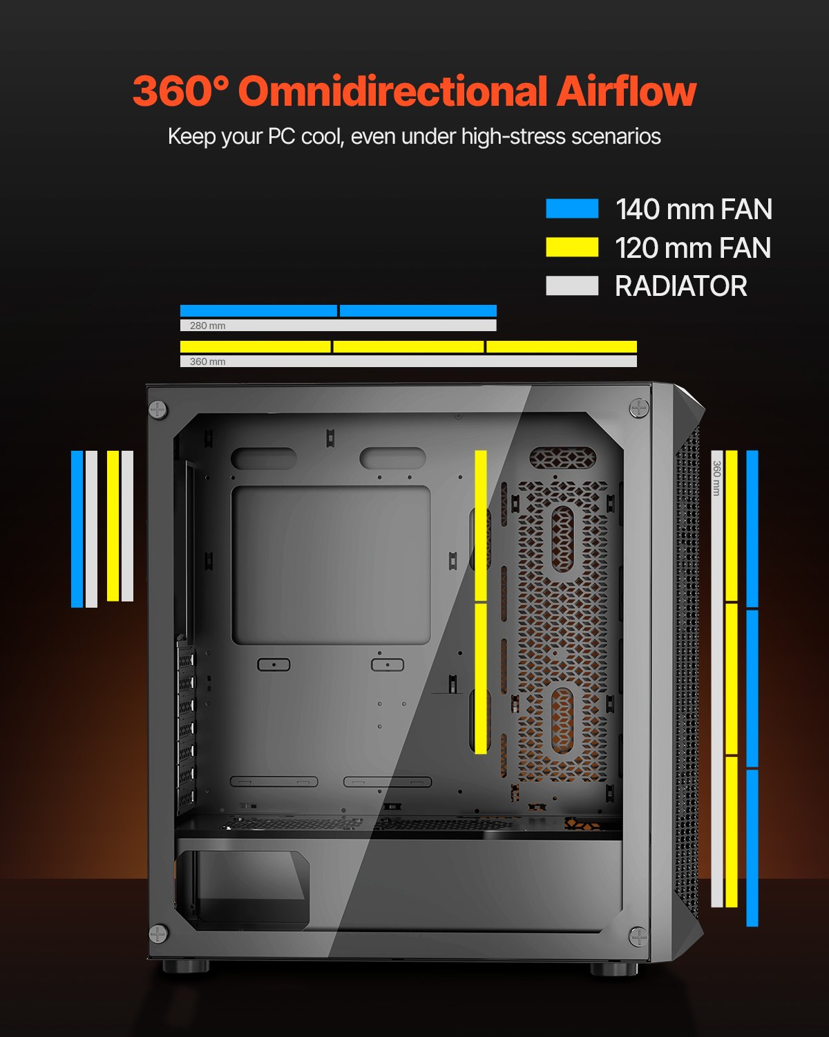 Premium Full-Tower Gaming PC Case with High-Airflow, Magnetic Dust Filter, 3 PWM Fans, E-ATX/ATX/ITX Support, Extensive Cable Management