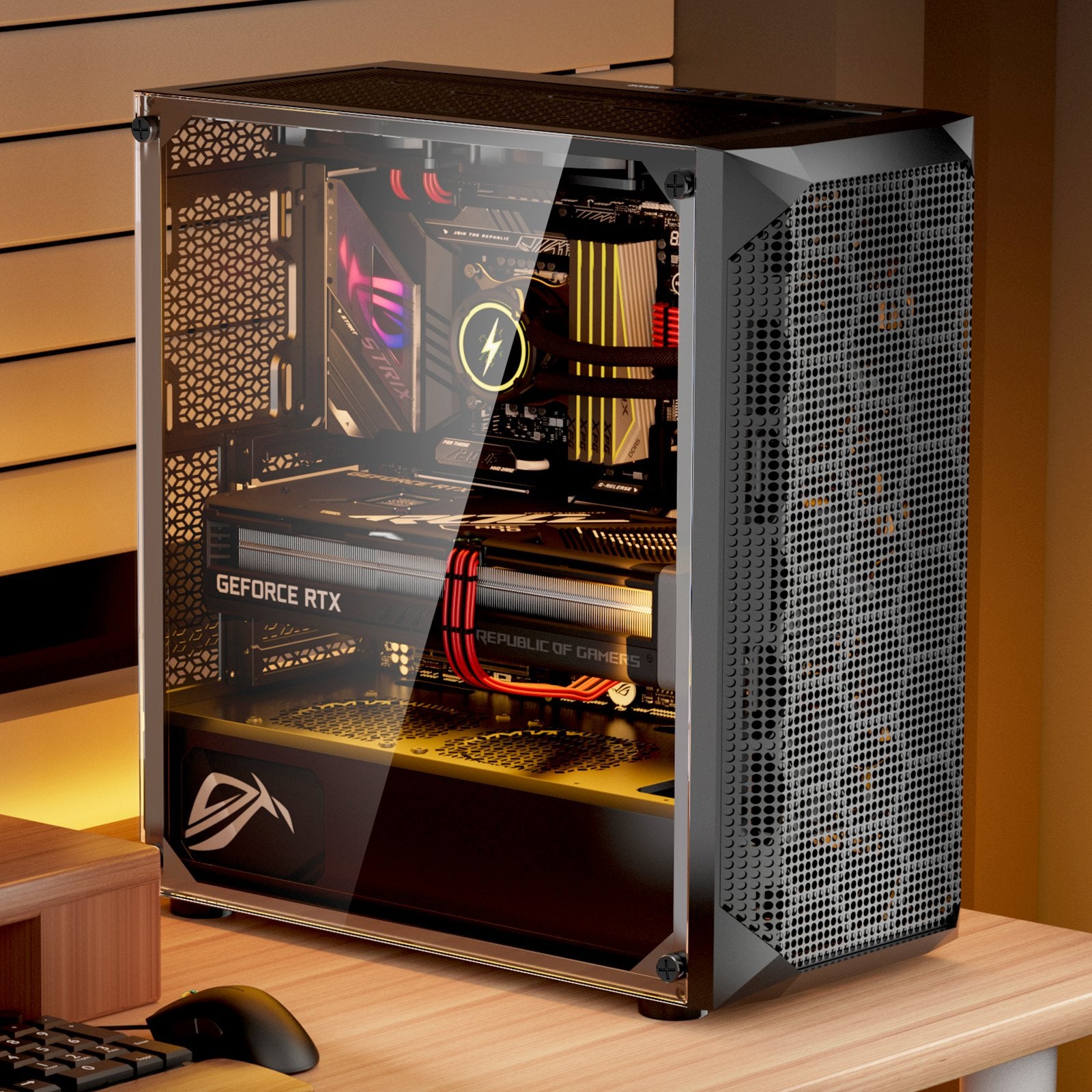 Premium Full-Tower Gaming PC Case with High-Airflow, Magnetic Dust Filter, 3 PWM Fans, E-ATX/ATX/ITX Support, Extensive Cable Management