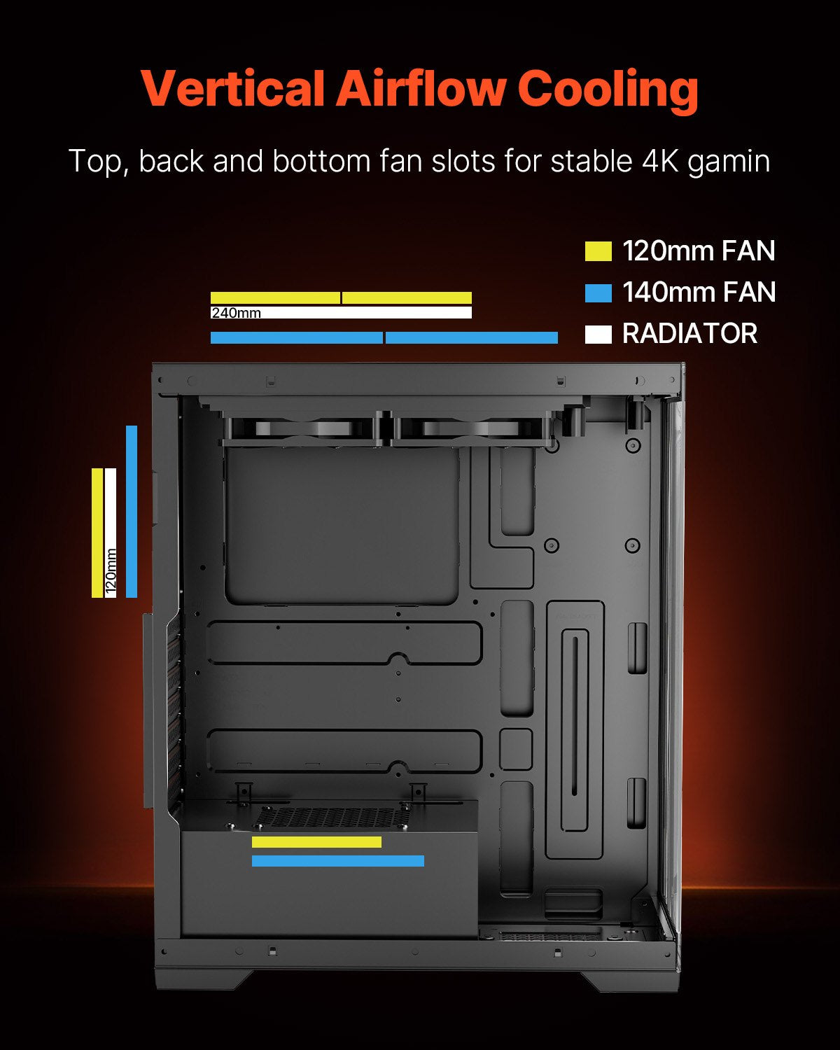Mid-Tower Gaming PC Case with High-Airflow, Tempered Glass, Dust Filter, Supports 4 Fans, ATX/M-ATX/ITX, 360mm GPU, Cable Management