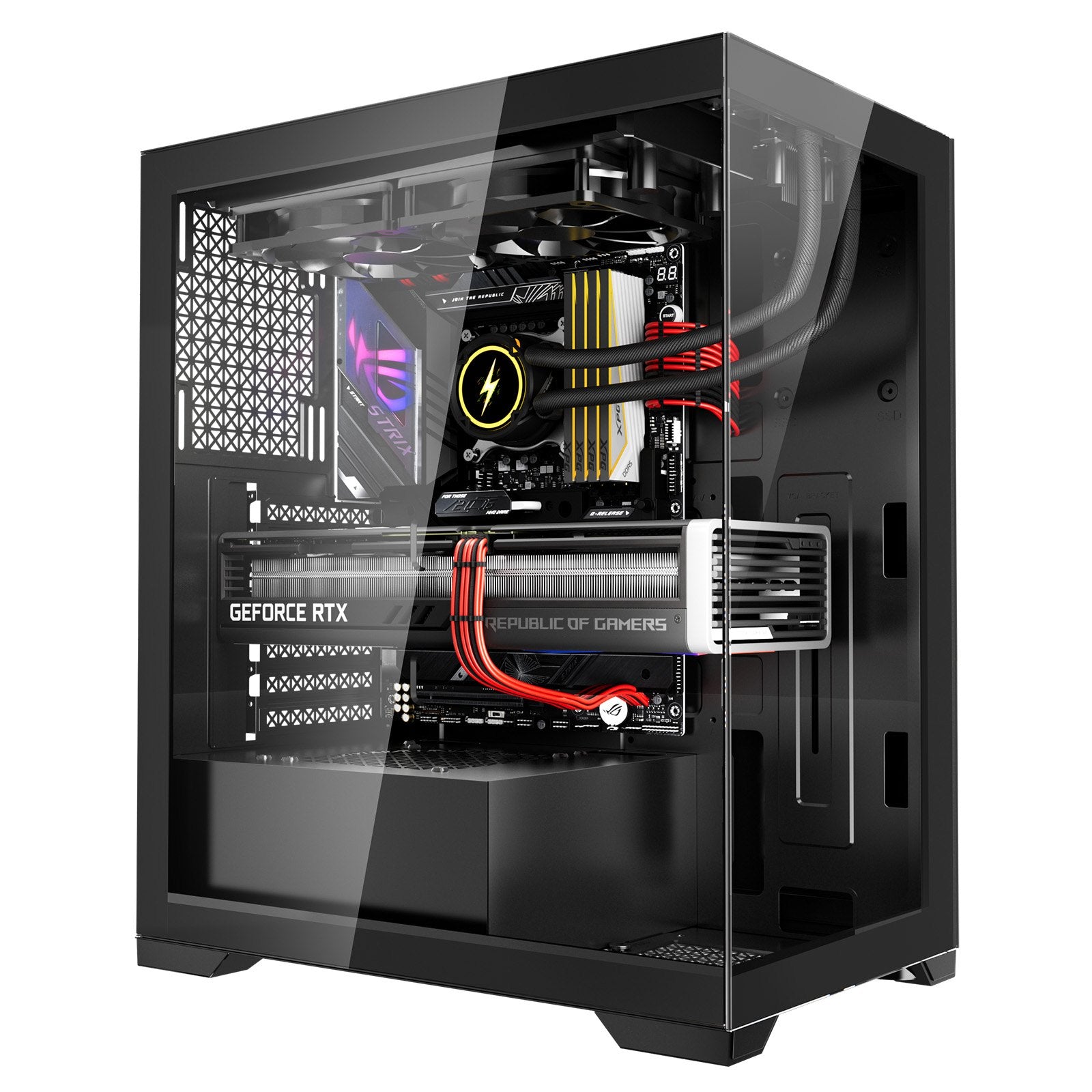 Mid-Tower Gaming PC Case with High-Airflow, Tempered Glass, Dust Filter, Supports 4 Fans, ATX/M-ATX/ITX, 360mm GPU, Cable Management