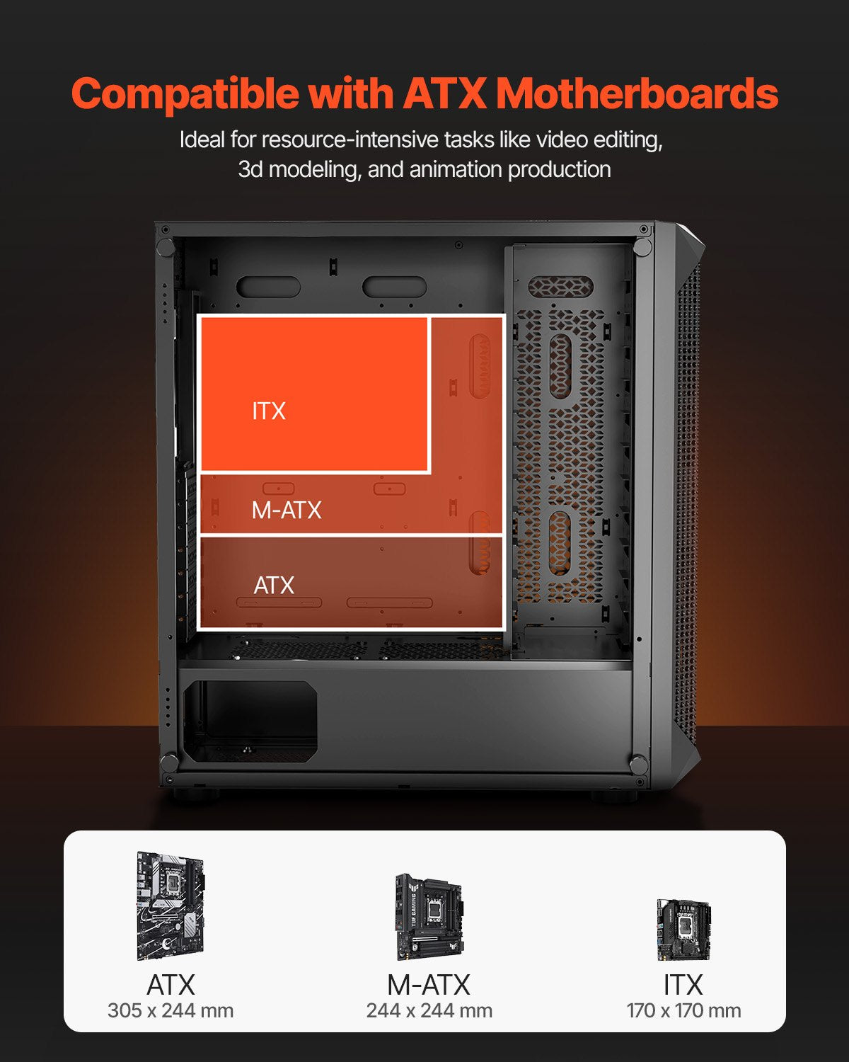 Mid-Tower PC Gaming Case with High-Airflow, Tempered Glass, Dust Filter, 4 Fans, Cable Management, ATX/M-ATX/ITX Compatible