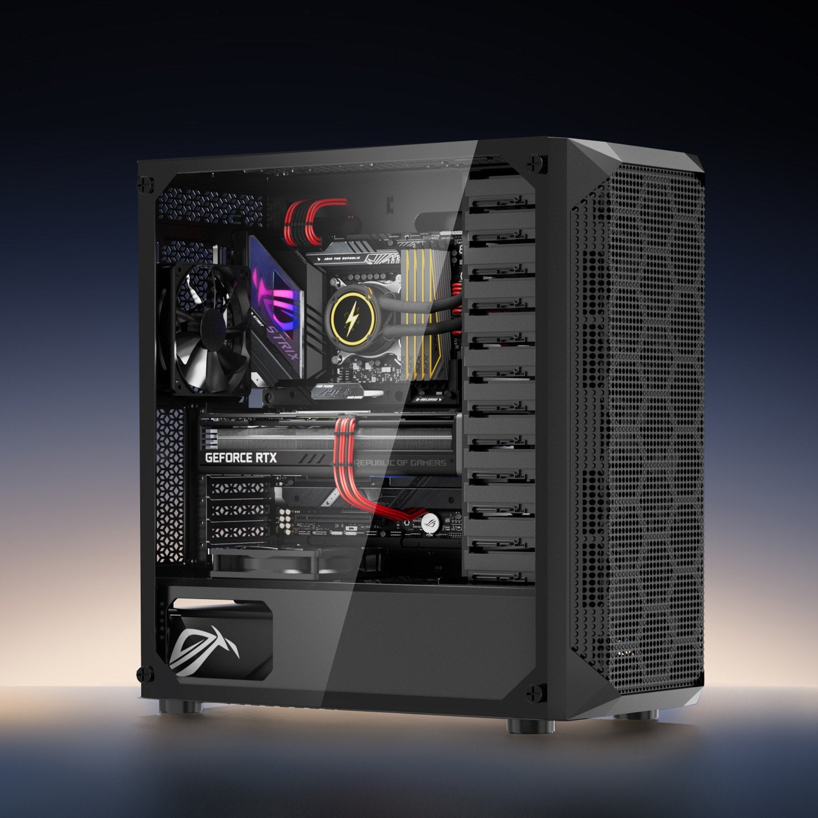 Mid-Tower PC Gaming Case with High-Airflow, Tempered Glass, Dust Filter, 4 Fans, Cable Management, ATX/M-ATX/ITX Compatible