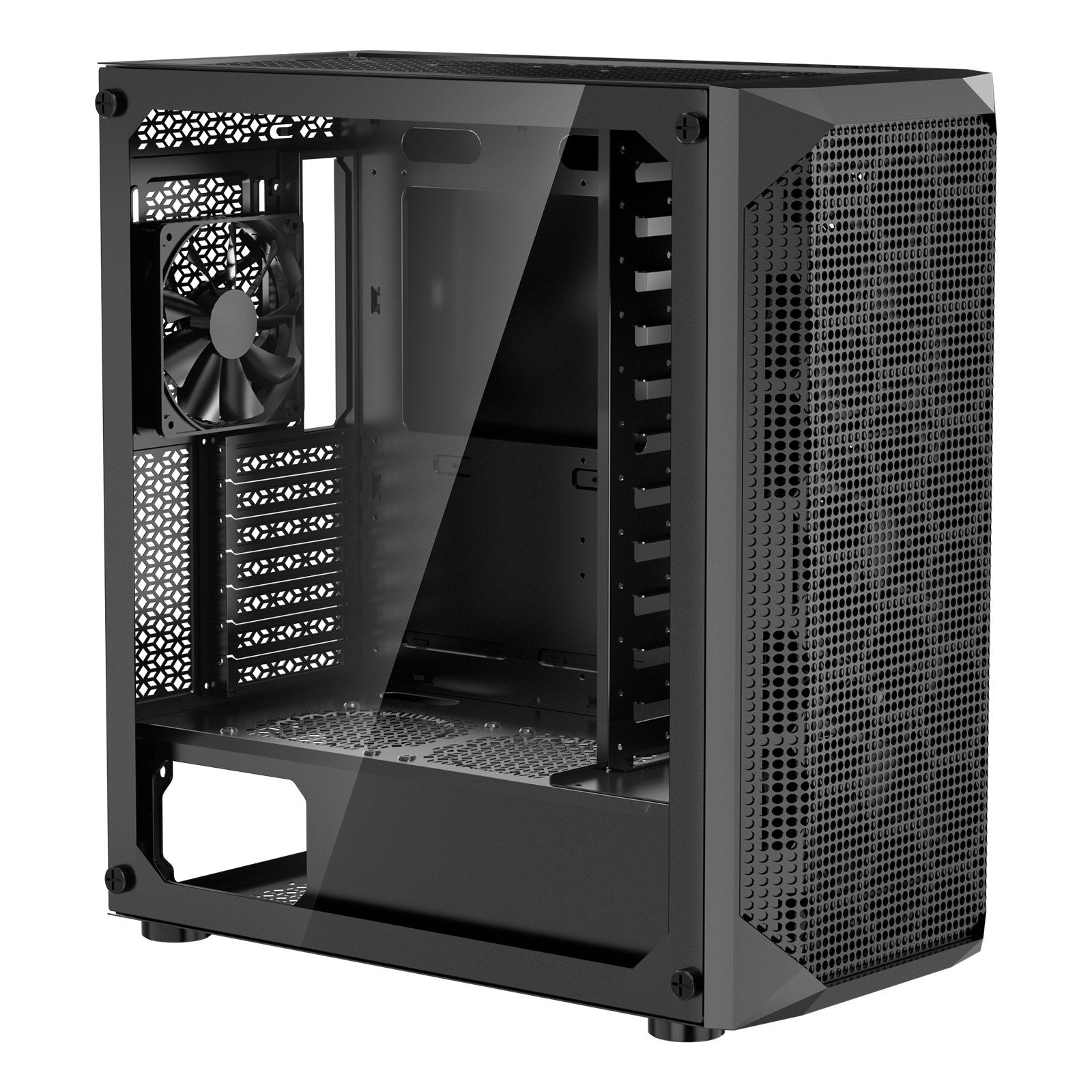 Mid-Tower PC Gaming Case with High-Airflow, Tempered Glass, Dust Filter, 4 Fans, Cable Management, ATX/M-ATX/ITX Compatible