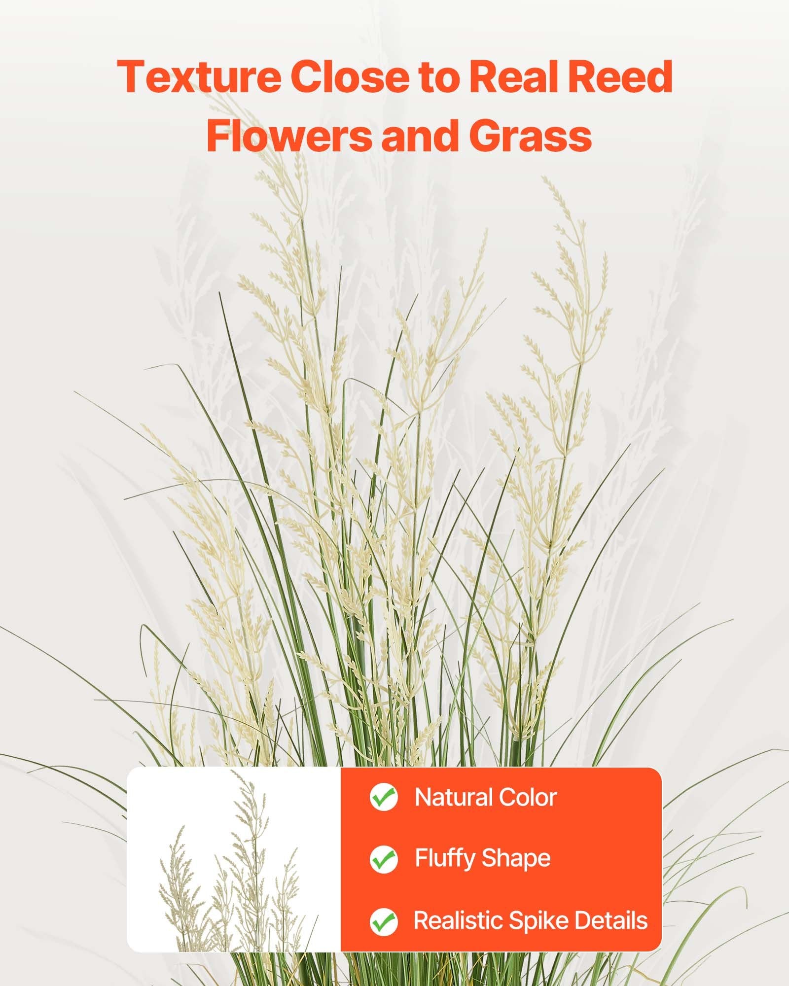 Title: 47" Artificial Reed Flower Grass in Pot - Premium PVC Faux Greenery for Indoor/Outdoor Decor, Home, Office, Garden, Housewarming Gift