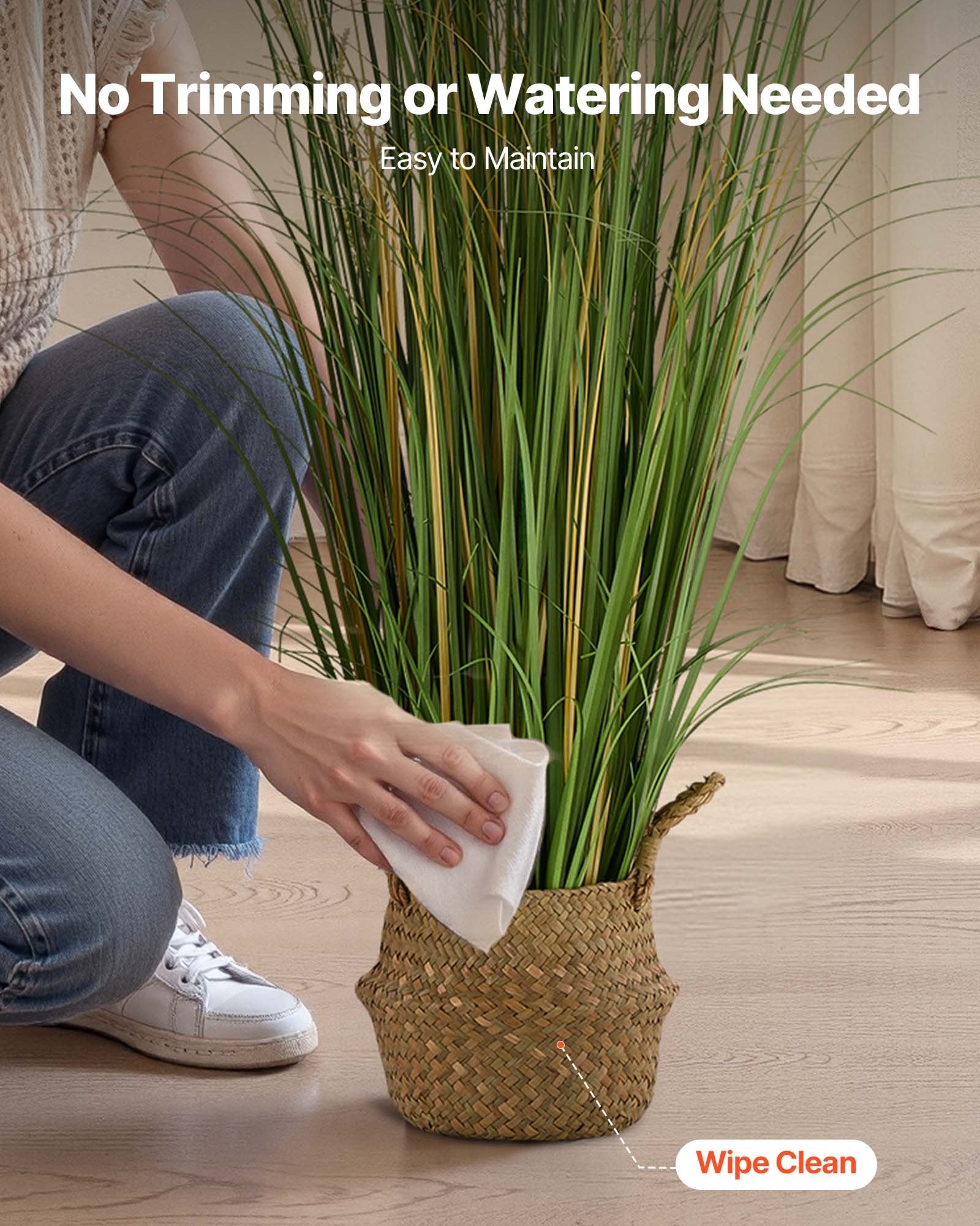 Title: 47" Artificial Reed Flower Grass in Pot - Premium PVC Faux Greenery for Indoor/Outdoor Decor, Home, Office, Garden, Housewarming Gift