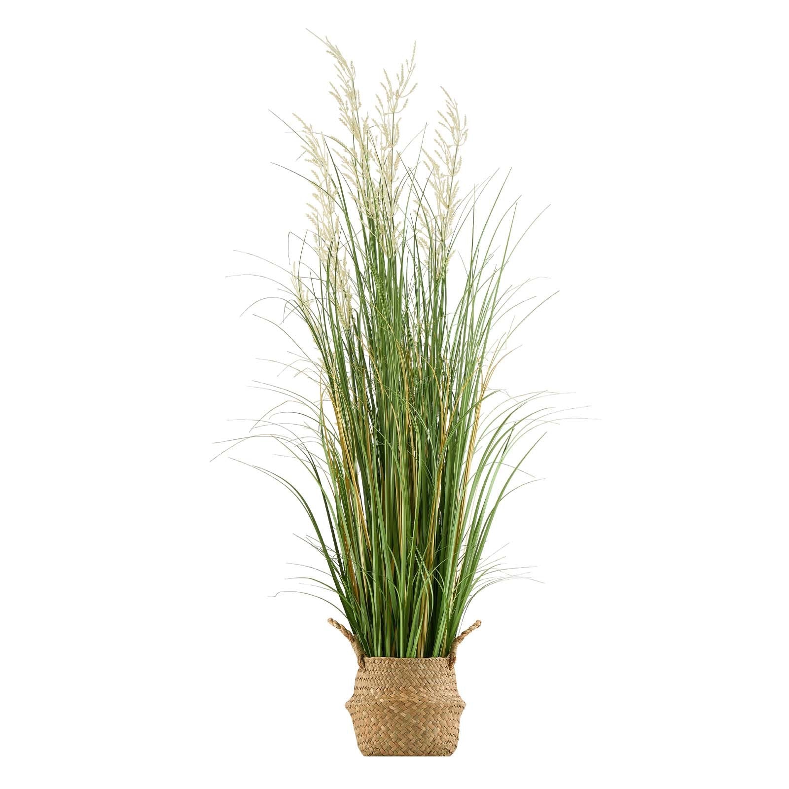 Title: 47" Artificial Reed Flower Grass in Pot - Premium PVC Faux Greenery for Indoor/Outdoor Decor, Home, Office, Garden, Housewarming Gift
