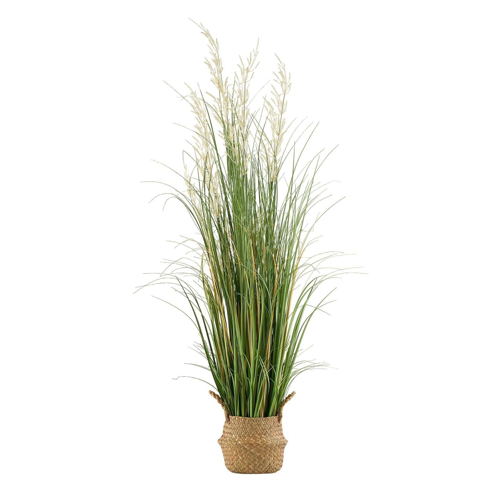 Title: 47" Artificial Reed Flower Grass in Pot - Premium PVC Faux Greenery for Indoor/Outdoor Decor, Home, Office, Garden, Housewarming Gift