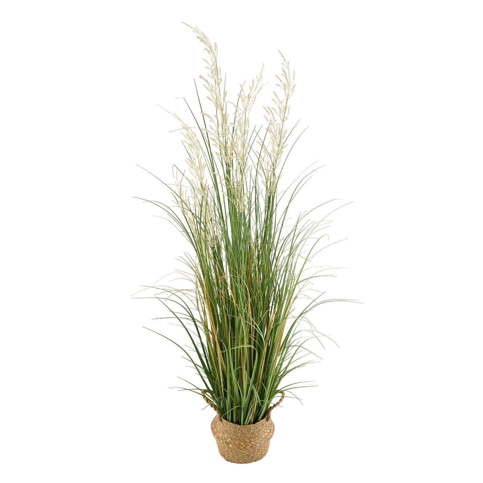 Title: 47" Artificial Reed Flower Grass in Pot - Premium PVC Faux Greenery for Indoor/Outdoor Decor, Home, Office, Garden, Housewarming Gift
