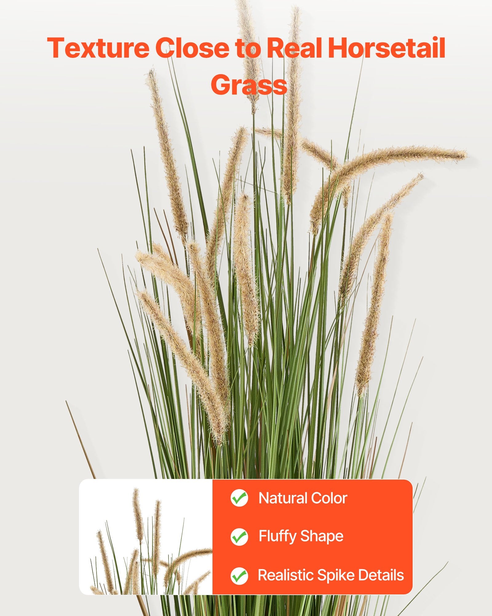 Artificial Horsetail Reed Grass, 2-Pack 59" Faux Greenery in Pot, Lifelike PVC Shrubs for Indoor Outdoor Decor, Home Office Garden Accent