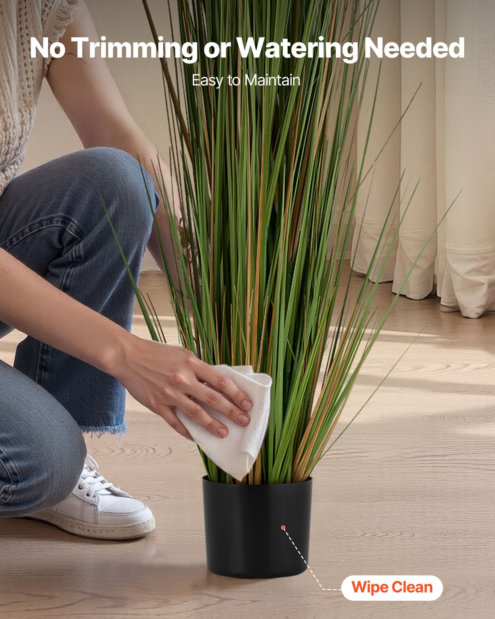 Artificial Horsetail Reed Grass, 2-Pack 59" Faux Greenery in Pot, Lifelike PVC Shrubs for Indoor Outdoor Decor, Home Office Garden Accent