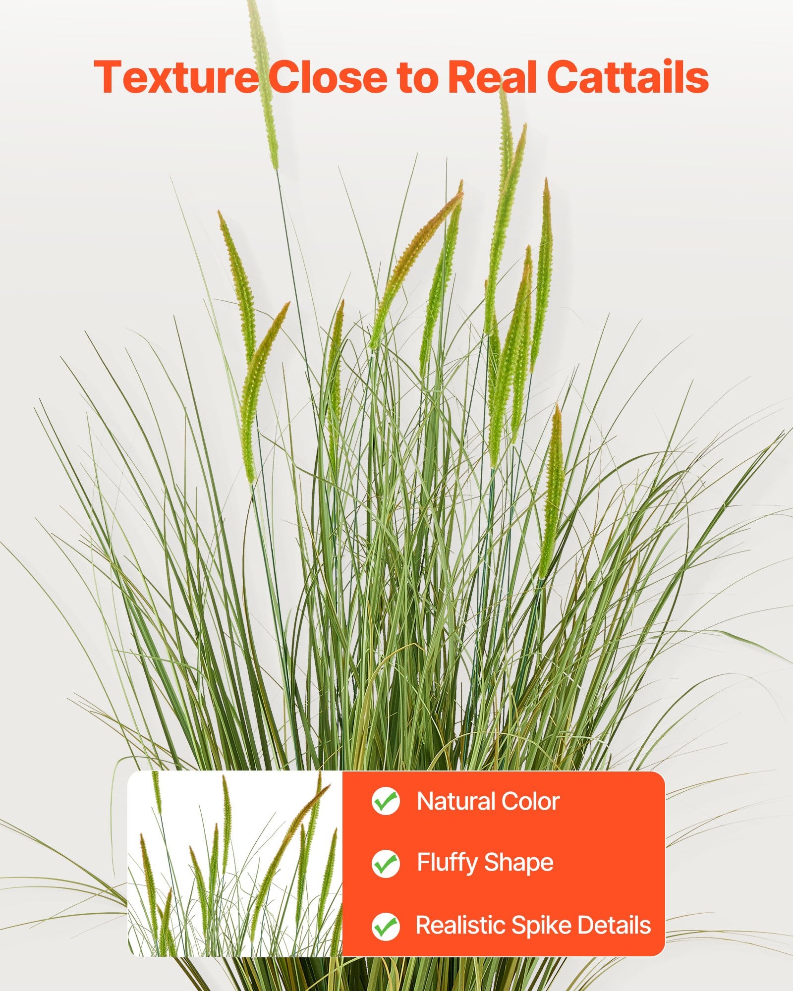 Set of 2 35-Inch Faux Cattail Grass Plants in Pots, Premium PVC Indoor Outdoor Greenery for Home, Office, Garden Decor & Housewarming Gifts