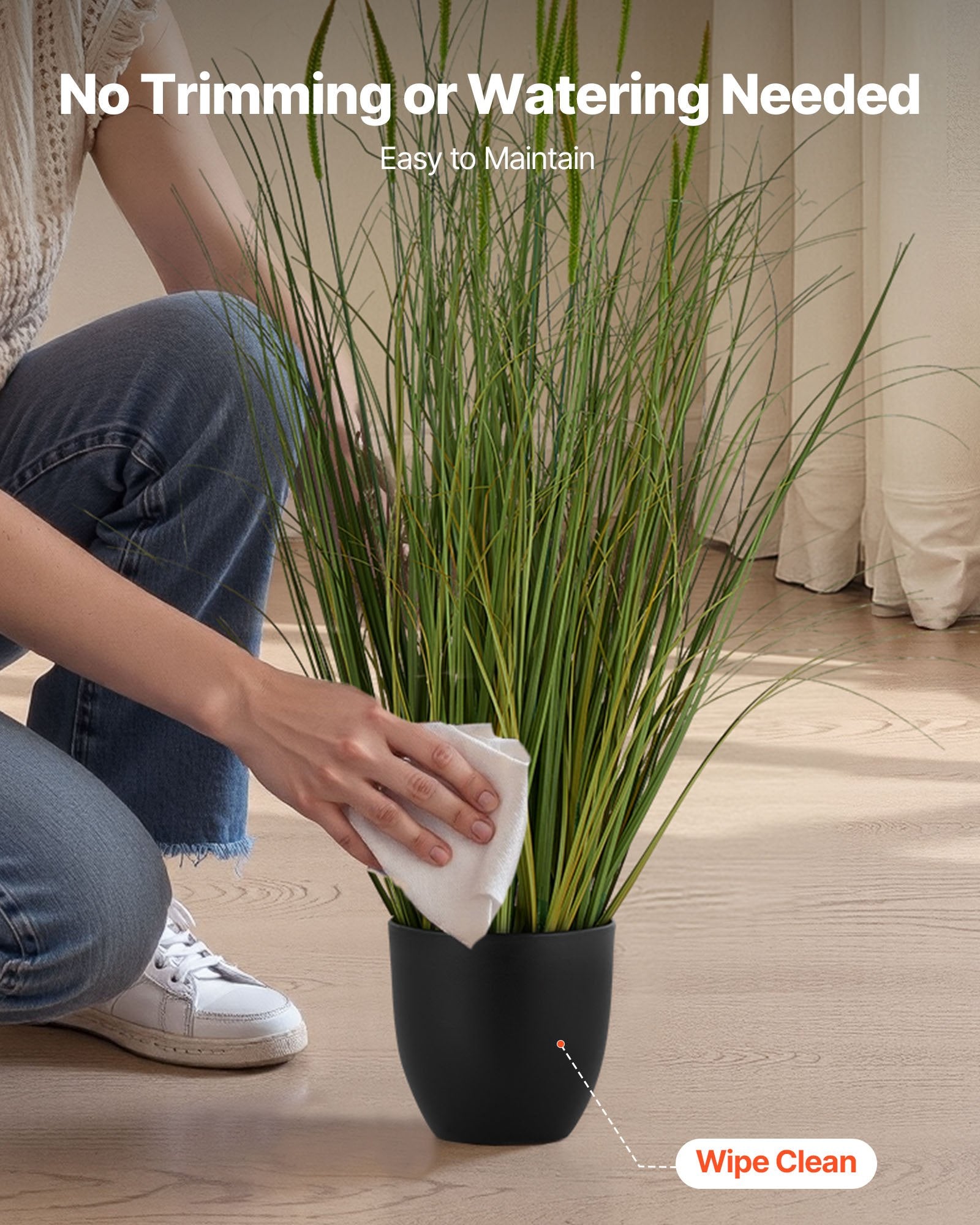 Set of 2 35-Inch Faux Cattail Grass Plants in Pots, Premium PVC Indoor Outdoor Greenery for Home, Office, Garden Decor & Housewarming Gifts