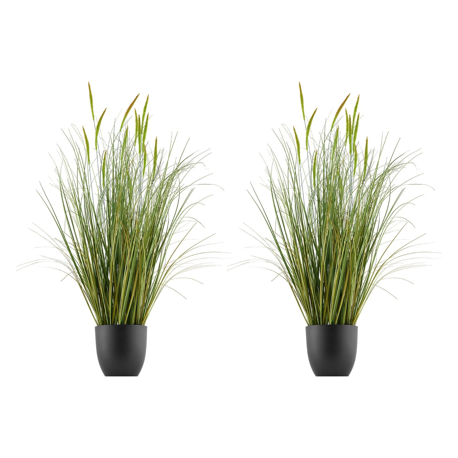Set of 2 35-Inch Faux Cattail Grass Plants in Pots, Premium PVC Indoor Outdoor Greenery for Home, Office, Garden Decor & Housewarming Gifts