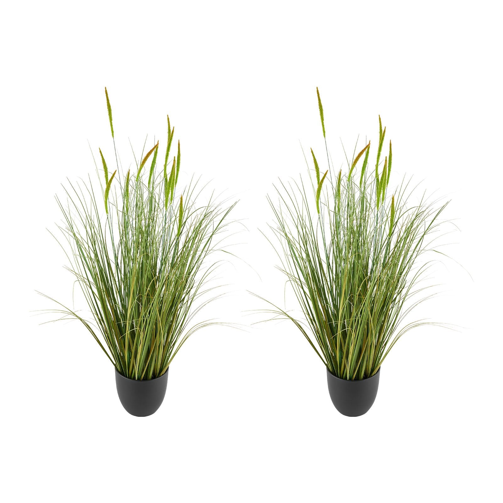 Set of 2 35-Inch Faux Cattail Grass Plants in Pots, Premium PVC Indoor Outdoor Greenery for Home, Office, Garden Decor & Housewarming Gifts