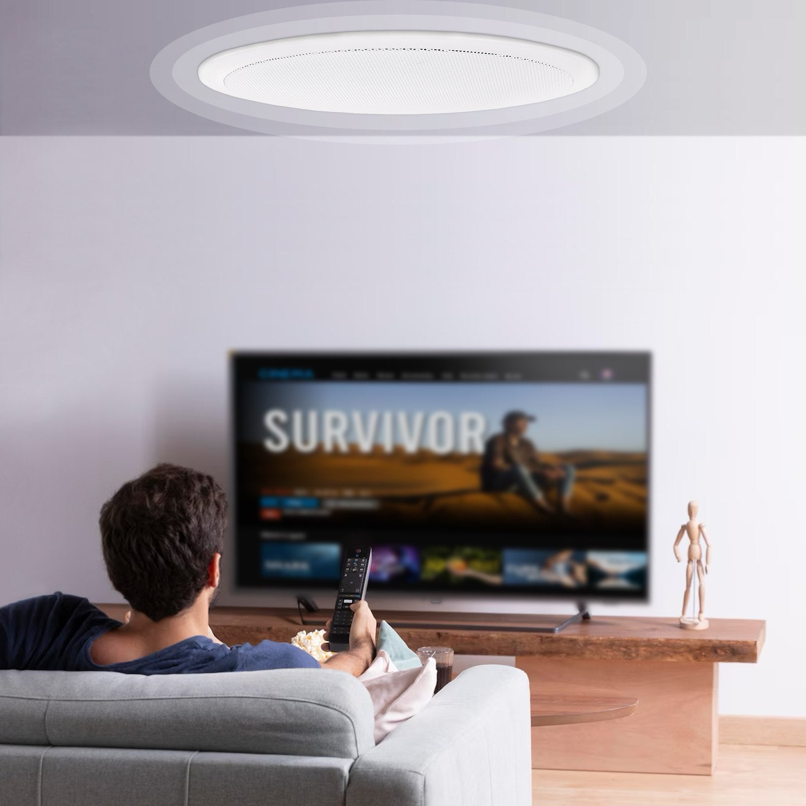 6.5'' Bluetooth Flush Mount Ceiling & In-Wall Speaker, 150W, 8Ω, 89dB Sensitivity for Home, Kitchen, Bedroom, Outdoor Porches