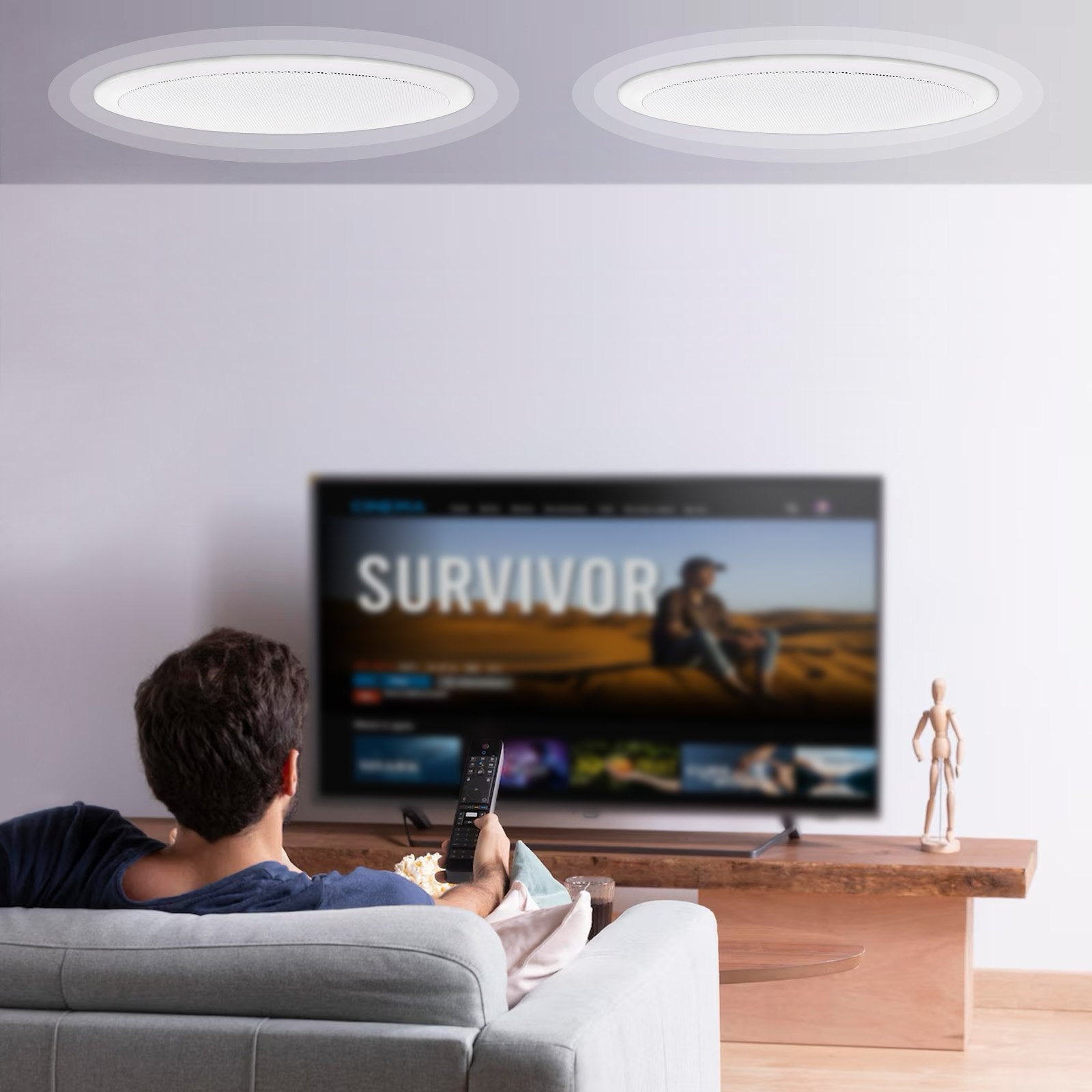 8-Inch Ceiling Speakers Pair, 50W Power, 8Ω Impedance, 89dB Sensitivity for Home, Kitchen, Living Room, Bedroom, Outdoor Use