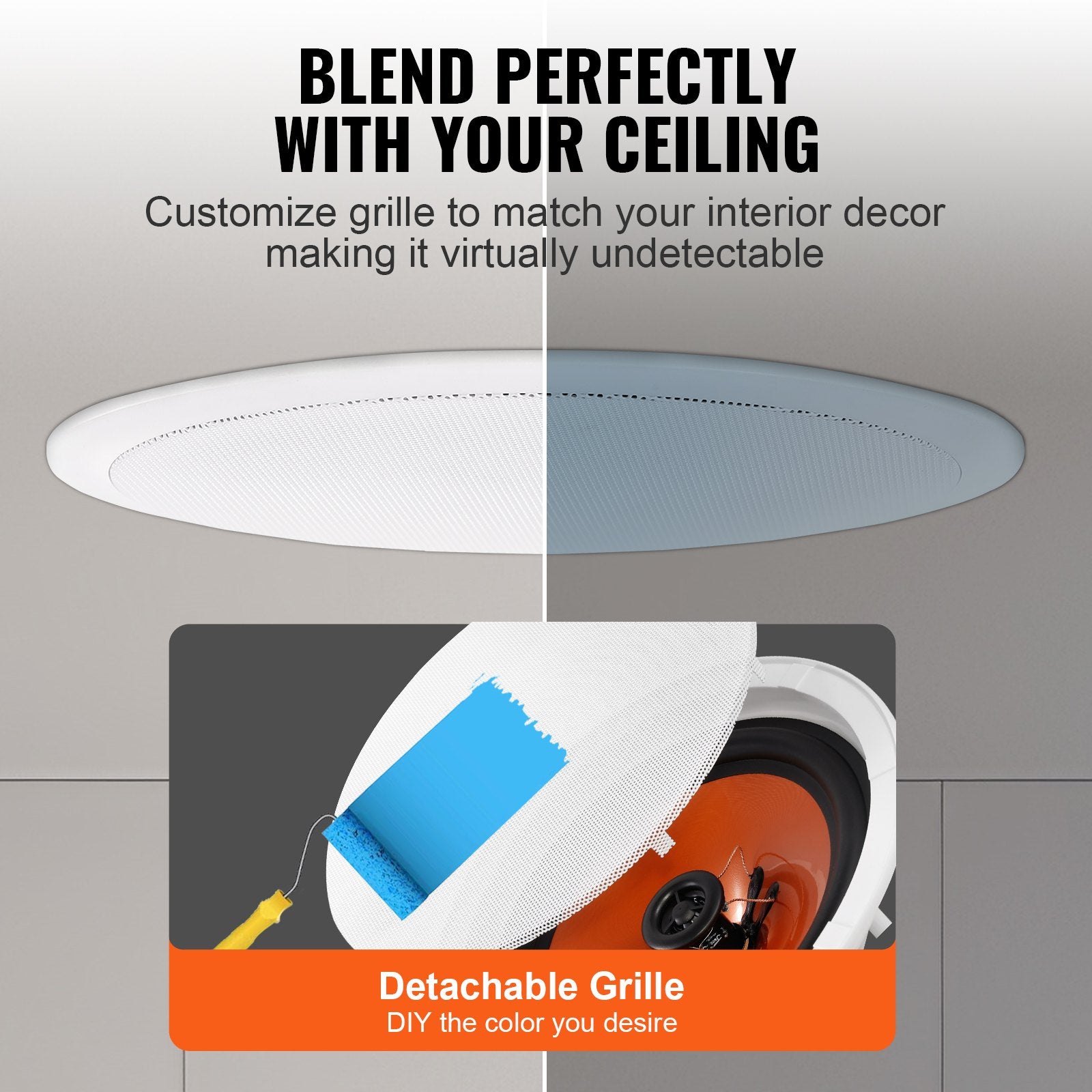 4-Pack 8-Inch 100W Flush Mount Ceiling & Wall Speakers System, 8Ω Impedance, 89dB Sensitivity for Indoor & Outdoor Use