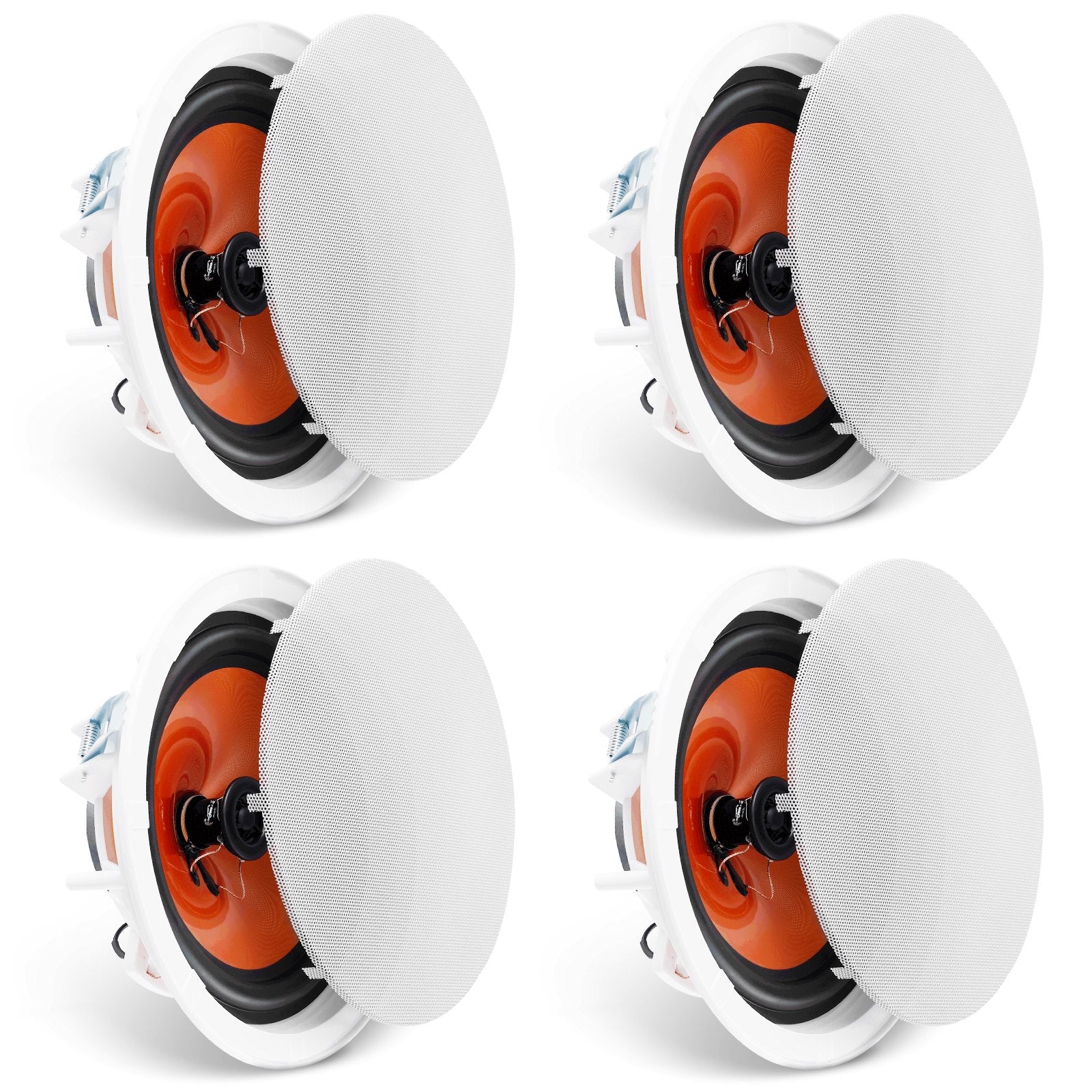 4-Pack 8-Inch 100W Flush Mount Ceiling & Wall Speakers System, 8Ω Impedance, 89dB Sensitivity for Indoor & Outdoor Use