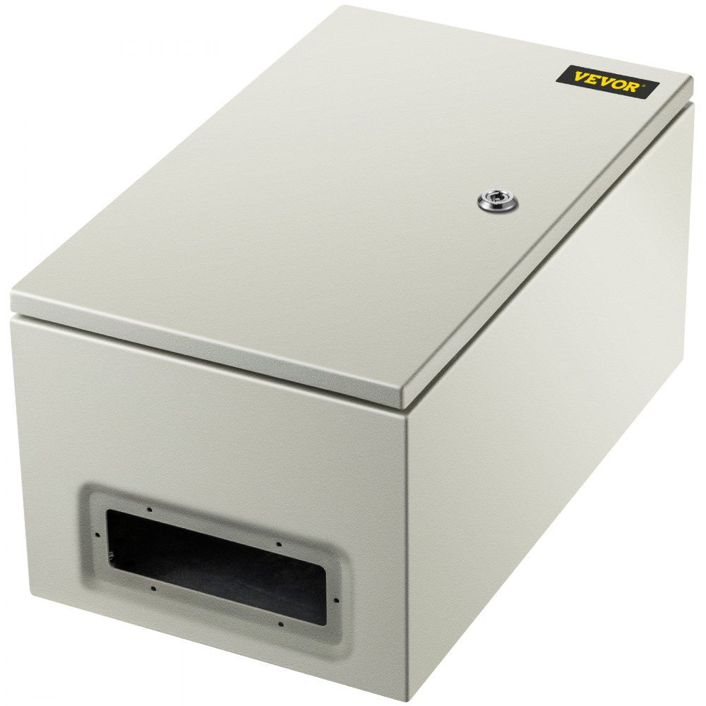 VEVOR Steel Electrical Box 20'' x 12'' x 10'' Electrical Enclosure Box, Carbon Steel Hinged Junction Box, IP65 Weatherproof Metal Box Wall-Mounted Electronic Equipment Enclosure Box with Mounting Plat