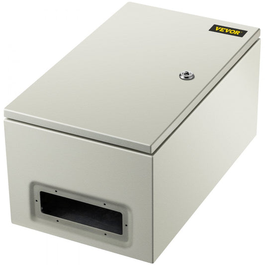 VEVOR Steel Electrical Box 20'' x 12'' x 10'' Electrical Enclosure Box, Carbon Steel Hinged Junction Box, IP65 Weatherproof Metal Box Wall-Mounted Electronic Equipment Enclosure Box with Mounting Plat