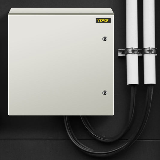 VEVOR Steel Electrical Box 24'' x 24'' x 12'' Electrical Enclosure, Carbon Steel Hinged Junction Box, IP65 Weatherproof Metal Box Wall-Mounted Electronic Equipment Enclosure Box with Mounting Plate