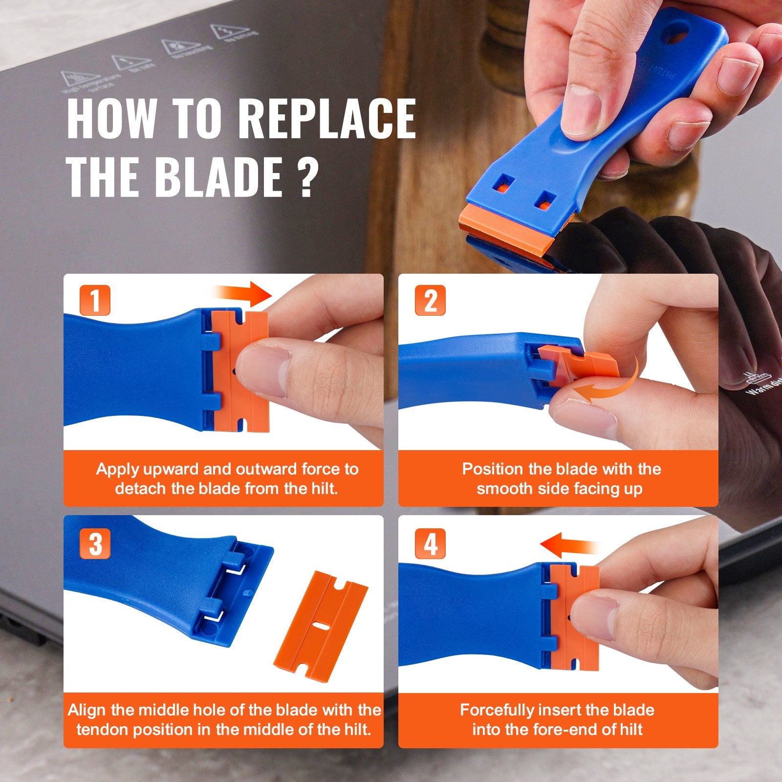 2PCS Durable Plastic Razor Blade Scraper with 120 Blades - Scratch-Free Tool for Stickers, Decals, Adhesive, Labels, Paint Removal
