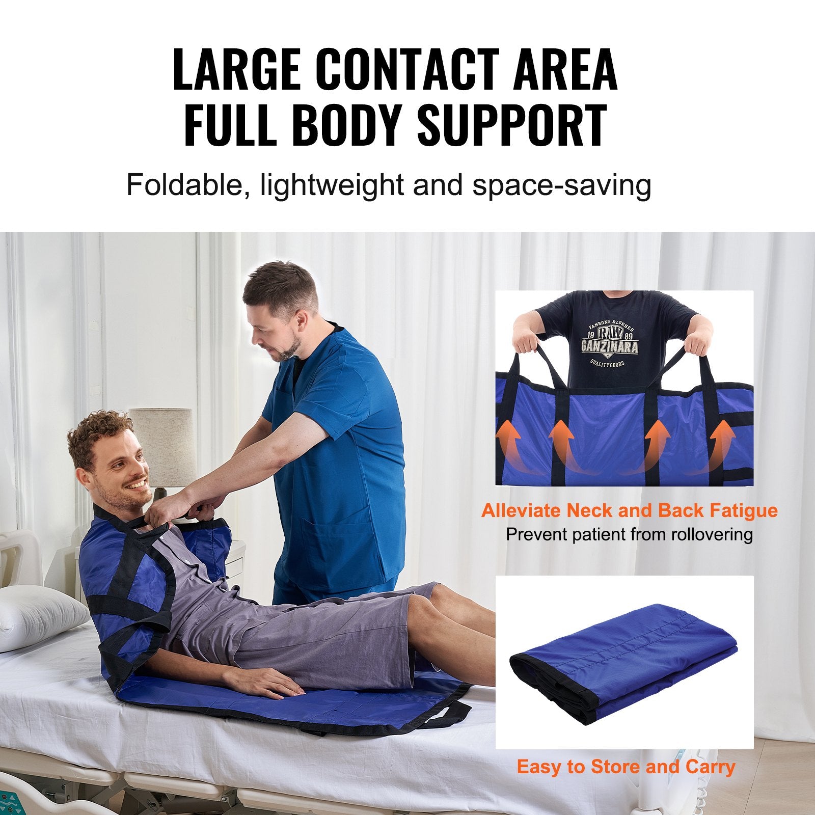 Reinforced Positioning Bed Pad with 8 Handles - 48"x40" Transfer Sheet for Elderly, Bedridden, 400lbs Capacity, Easy Clean, Durable Aid