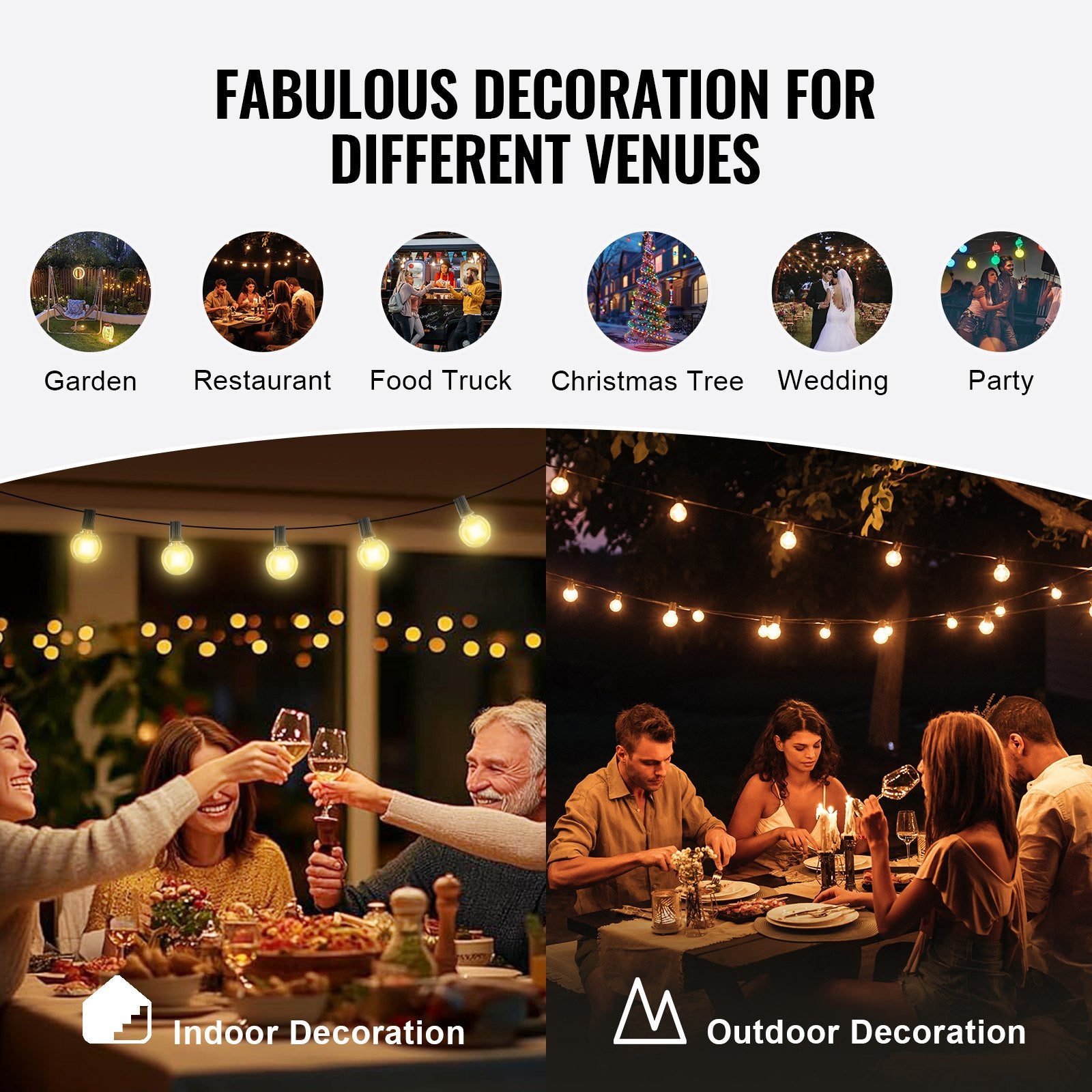 100FT LED Outdoor String Lights - 2700K Warm Dimmable G40 Shatterproof Bulbs, Waterproof Patio, Porch, Garden, Balcony, Party Decor Lighting