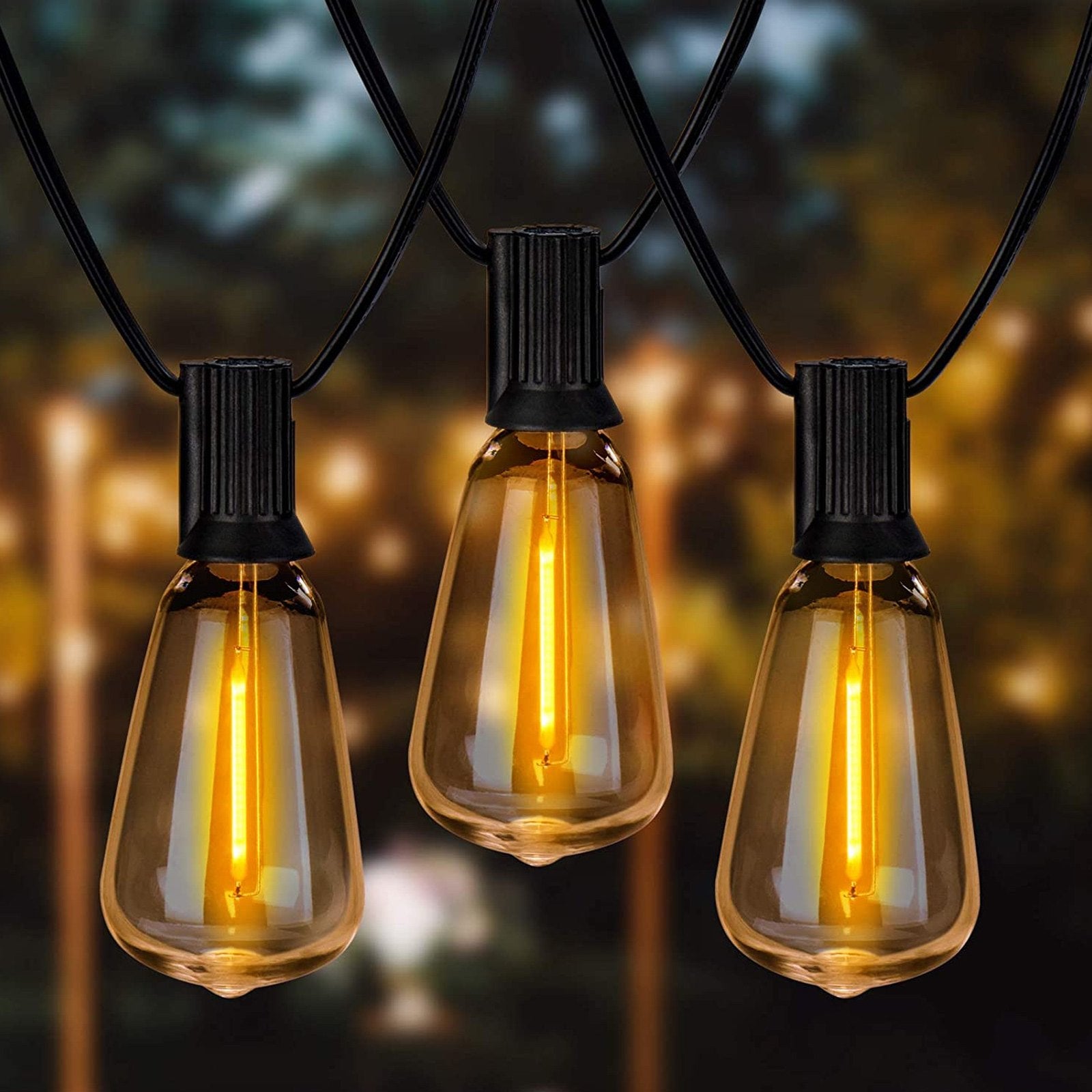 200FT LED Outdoor String Lights - 2700K Dimmable, 100 Shatterproof ST38 Bulbs, E12 Base, Waterproof for Patio, Garden, Balcony, Party Decor